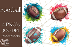Football Clipart PNG with Team Color Paint Splash Design Product Image 1
