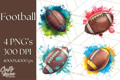 Football Clipart PNG with Team Color Paint Splash Design Product Image 1