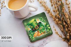 Leprechaun Hat with Gold and Shamrocks Square Coaster PNG Su Product Image 1