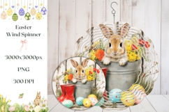 Easter Bunny Wind Spinner, Floral Easter Basket Wind Spinner Product Image 1