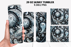 Ghost Skinny Tumbler 20oz Wrap Design, Halloween Tumbler PNG Product Image 1
