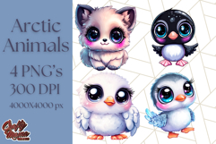 Arctic Animals Kawaii Clipart PNG, Cute Polar Creatures Art Product Image 1