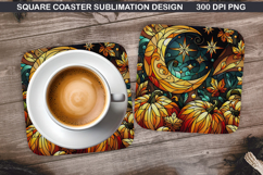 Pumpkin Coaster Sublimation, Halloween Coaster PNG Design Product Image 1