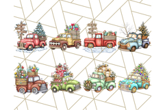Vintage Christmas Truck Clipart PNG, Retro Holiday Vehicle Product Image 7
