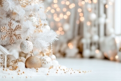 Gold Christmas Lights Background Design, Winter Background Product Image 1
