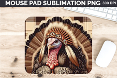 Watercolor Turkey Mouse Pad Sublimation - Thanksgiving PNG Product Image 1