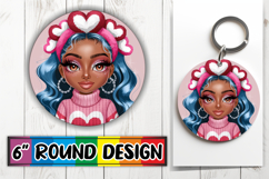 Whimsical Circle Car Coasters PNG, Afro Girl Product Image 1