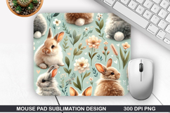 Bunny Mouse Pad Sublimation, Easter Bunny Mouse Pad PNG Product Image 1