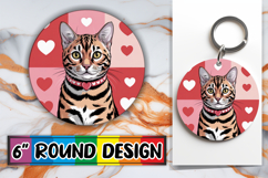 Sweet Circle Keychain Design PNG, Cat Valentin's Day Product Image 1