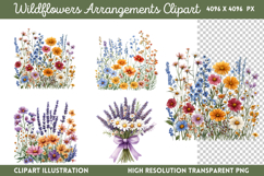 Wildflowers Arrangements Clipart PNG Product Image 1