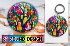 Stained Glass Trees PNG Round Design Sublimation Product Image 1