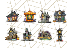 Halloween Buildings Clipart PNG, Haunted Houses Art Product Image 7