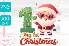 My first Christmas PNG for sublimation, Cute Santa PNG Product Image 4