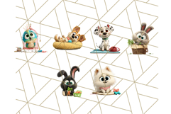 Pet Shop Clipart, Cute Big Eyed Animals, Kawaii Pets PNG Product Image 3