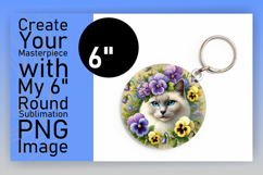 Creative Keychain Circle PNG Artwork , Cute Cat Product Image 1