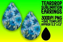 Floral Teardrop Earring PNG - Sublimation Design Product Image 1