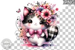 Cat With Flowers Sublimation - Clipart PNG Design Product Image 1