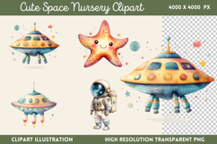 Cute Space Nursery Clipart Sublimation PNG Product Image 1