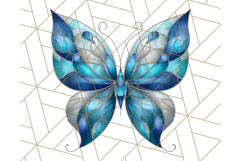 Stained Glass Butterfly PNG Colorful Clipart for Sublimation Product Image 3