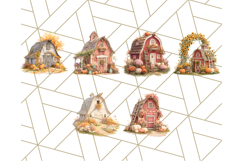 Fall Barn Clipart PNG With Pumpkins and Flowers, Autumn Png Product Image 3