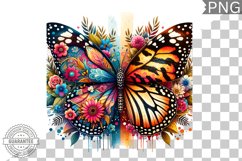 Vibrant Floral Butterfly Sublimation - Clipart PNG Design Product Image 1
