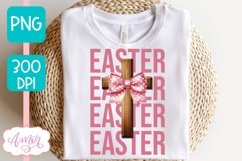 Coquette Easter sublimation PNG, Christian cross PNG design Product Image 2