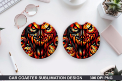 Skull Car Coaster Sublimation| Halloween Coaster PNG Product Image 1