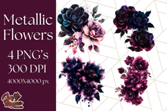 Gothic Floral PNG, Dark Aesthetic Flowers Clipart Print Product Image 1