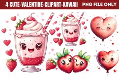 Cute Valentine Kawaii Clipart PNG Product Image 1