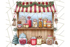 Cozy Christmas Market Stall Clipart PNG, Holiday Art Png Product Image 3