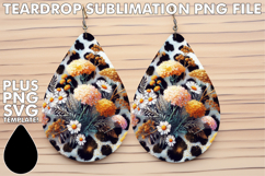 Fun Teardrop Earrings Sublimation PNG, Leopard Prints Product Image 1