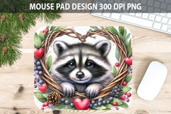 Watercolor Raccoon Mouse Pad Sublimation - Valentines PNG Product Image 1