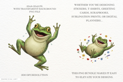 Watercolor Spring Frog Clipart Product Image 2
