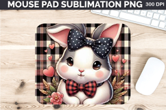Watercolor Bunny Mouse Pad Sublimation - Valentines PNG Product Image 1