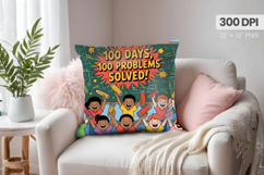 100 days of school Pillow Design, Teacher PNG Sublimation Product Image 1