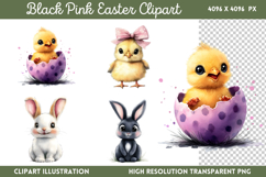 Black Pink Easter Clipart PNG Product Image 1