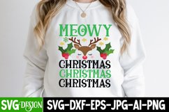 Meowy Christmas SVG Cut File, Meowy Christmas Sublimation Product Image 2