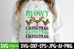 Meowy Christmas SVG Cut File, Meowy Christmas Sublimation Product Image 2