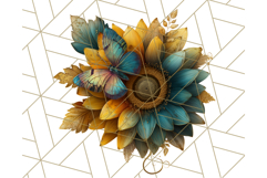 Sunflower and Butterfly PNG Clipart, Bright Jewel Tones Png Product Image 3