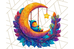 Whimsical Celestial Moon and Stars Clipart Constellation Png Product Image 3
