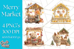 Cute Christmas Market Stall Clipart for Crafts PNG Product Image 1