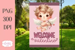 Welcome Valentine garden flag sublimation PNG Product Image 1