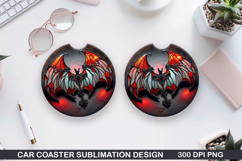 Haunted Bats Car Coaster Sublimation| Halloween Coaster PNG Product Image 1
