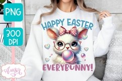 Happy Easter everybunny sublimation, Cute Easter bunny PNG Product Image 3