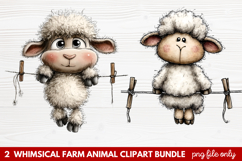 Whimsical Farm Animal Clipart | Cute Farm Animals PNG Set Product Image 1