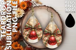 Stylish Teardrop Earrings Gift PNG, Christmas Bow Product Image 1
