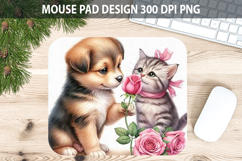 Watercolor Dog Mouse Pad Sublimation - Valentines PNG Product Image 1