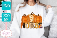 Fall Nurse Sublimation design PNG| Pumpkin Nurse Shirt PNG Product Image 3