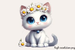 Cute Animals Daisy Flowers Clipart Bundle PNG Product Image 7