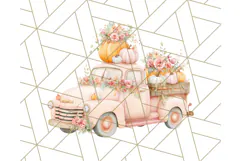 Vintage Truck Pumpkin and Fall Flowers PNG Clipart, Autumn Product Image 3